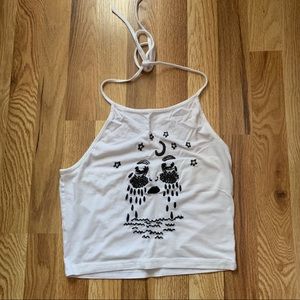 Embroidered halter top